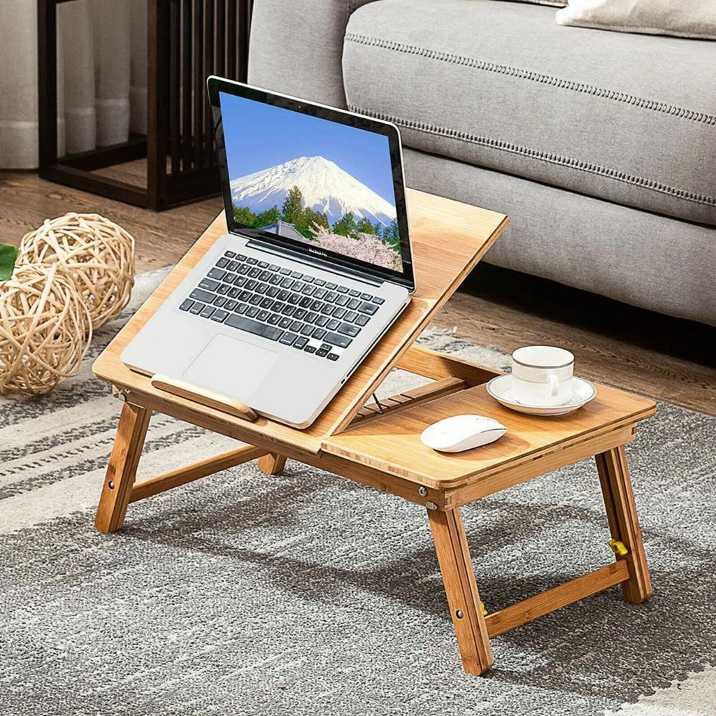 22" Bamboo Folding Laptop Stand with Drawer N137