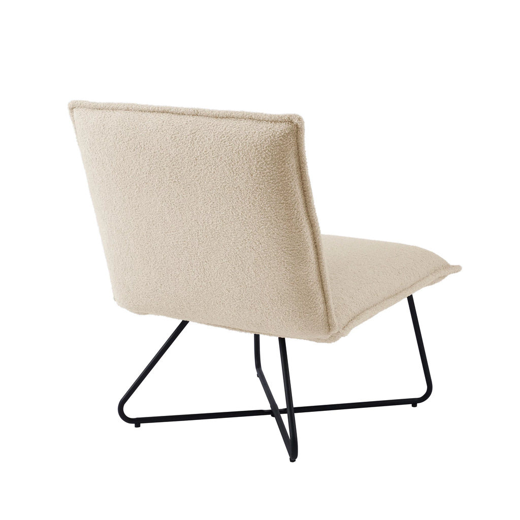 Beige Sherpa Accent Chair with Black Metal Legs K9135