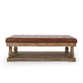 Cognac Brown Upholstered Rectangular Ottoman O346176