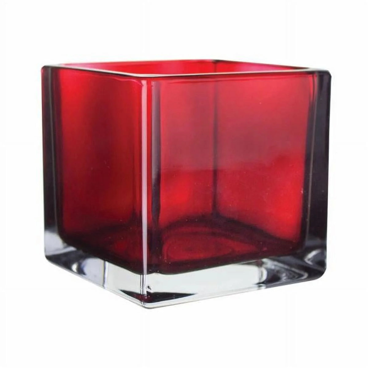 Ruby Red Cube Glass Vase Set of 4 F900092