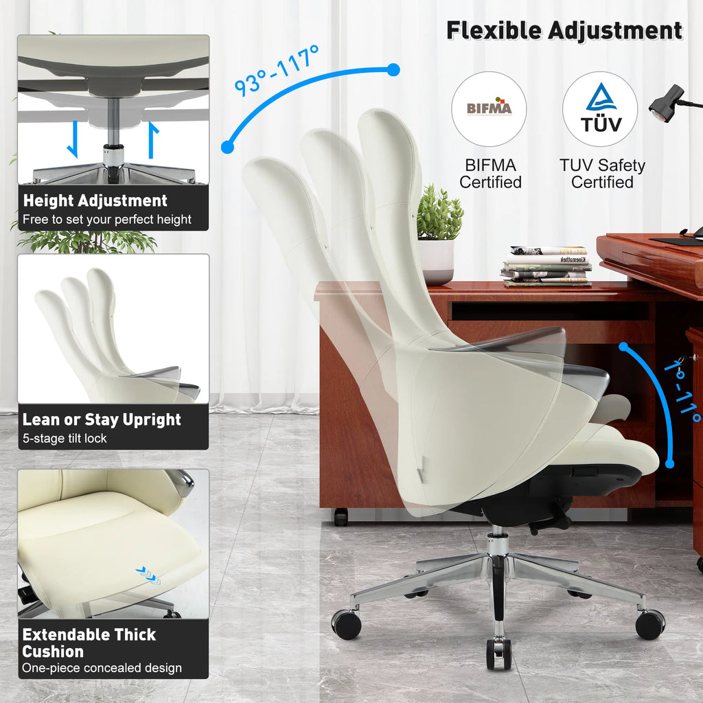 High Back Ergonomic Leather Office Chair with Adjustable Height and Tilt Z259285