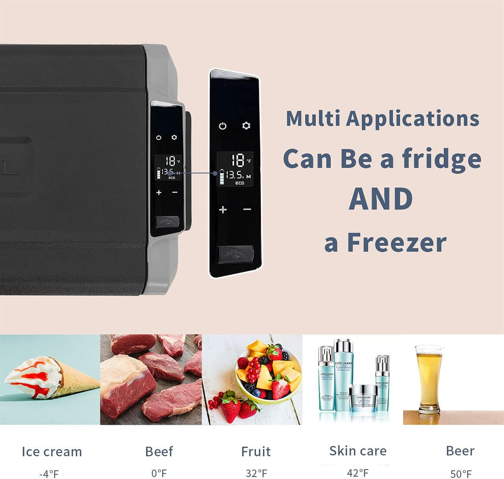 53 Quart Dual Temperature Control Portable Car Fridge Freezer W182