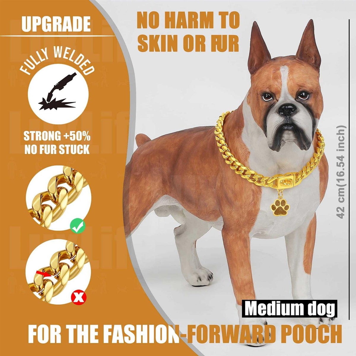 Gold Cuban Link Dog Collar W79152
