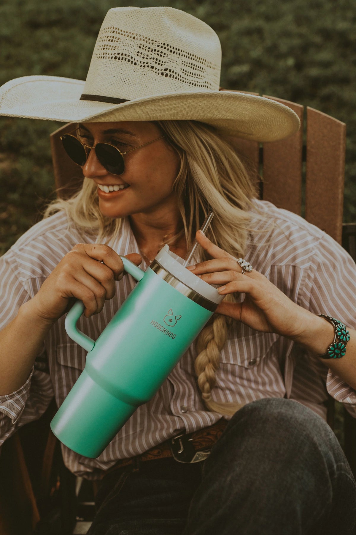 40 oz. Insulated Tumbler With Handle Lid and Straw Turquoise P633449