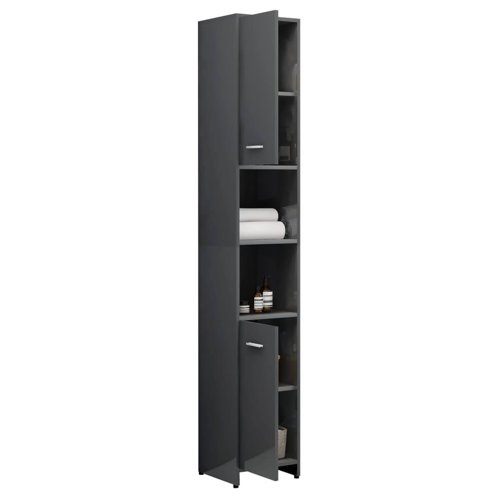 Bathroom Cabinet High Gloss Gray Chipboard R1940