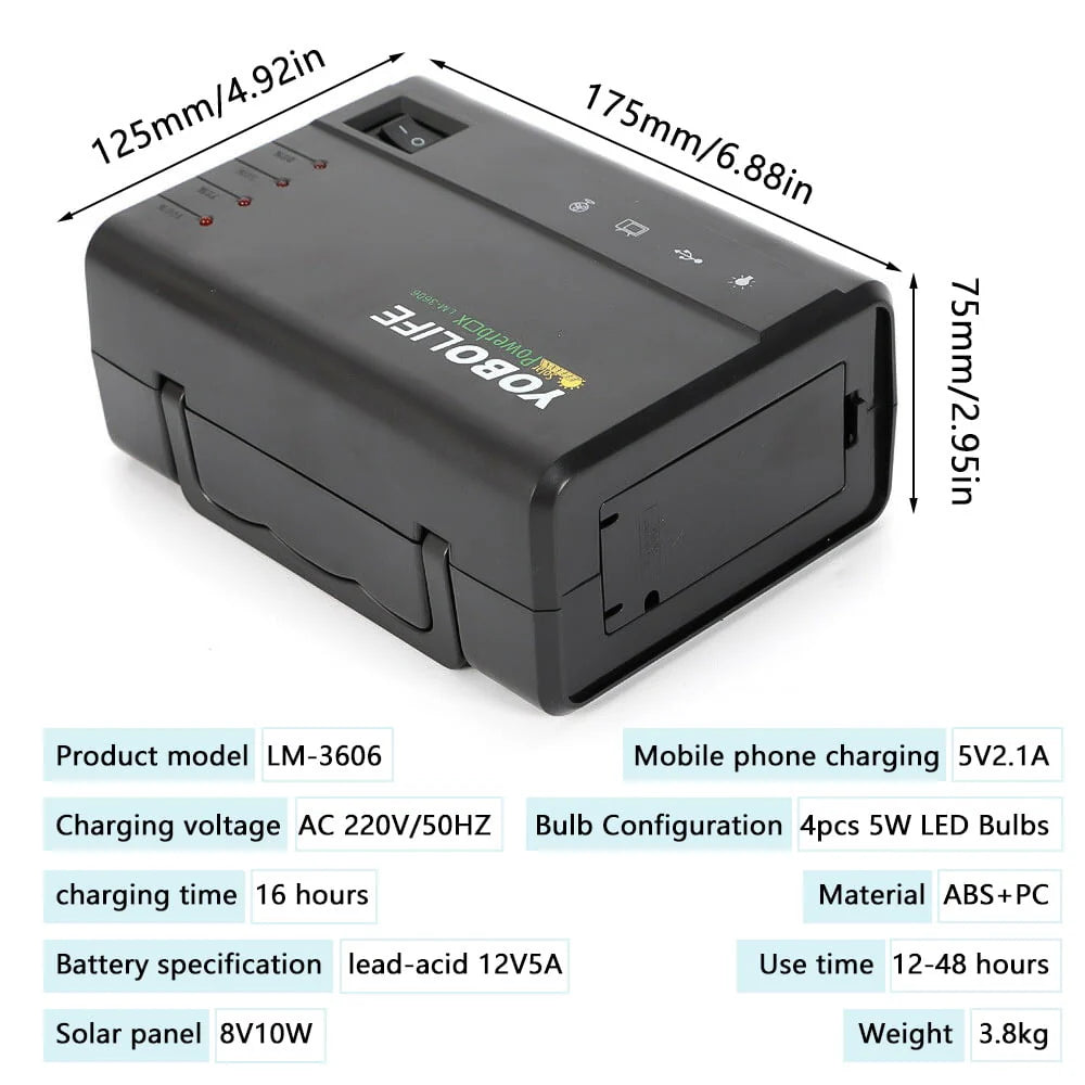 Portable Solar Power Station with 4 LED J997