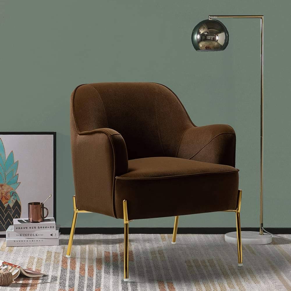 Orange Gold Legs Accent Chair Y7259