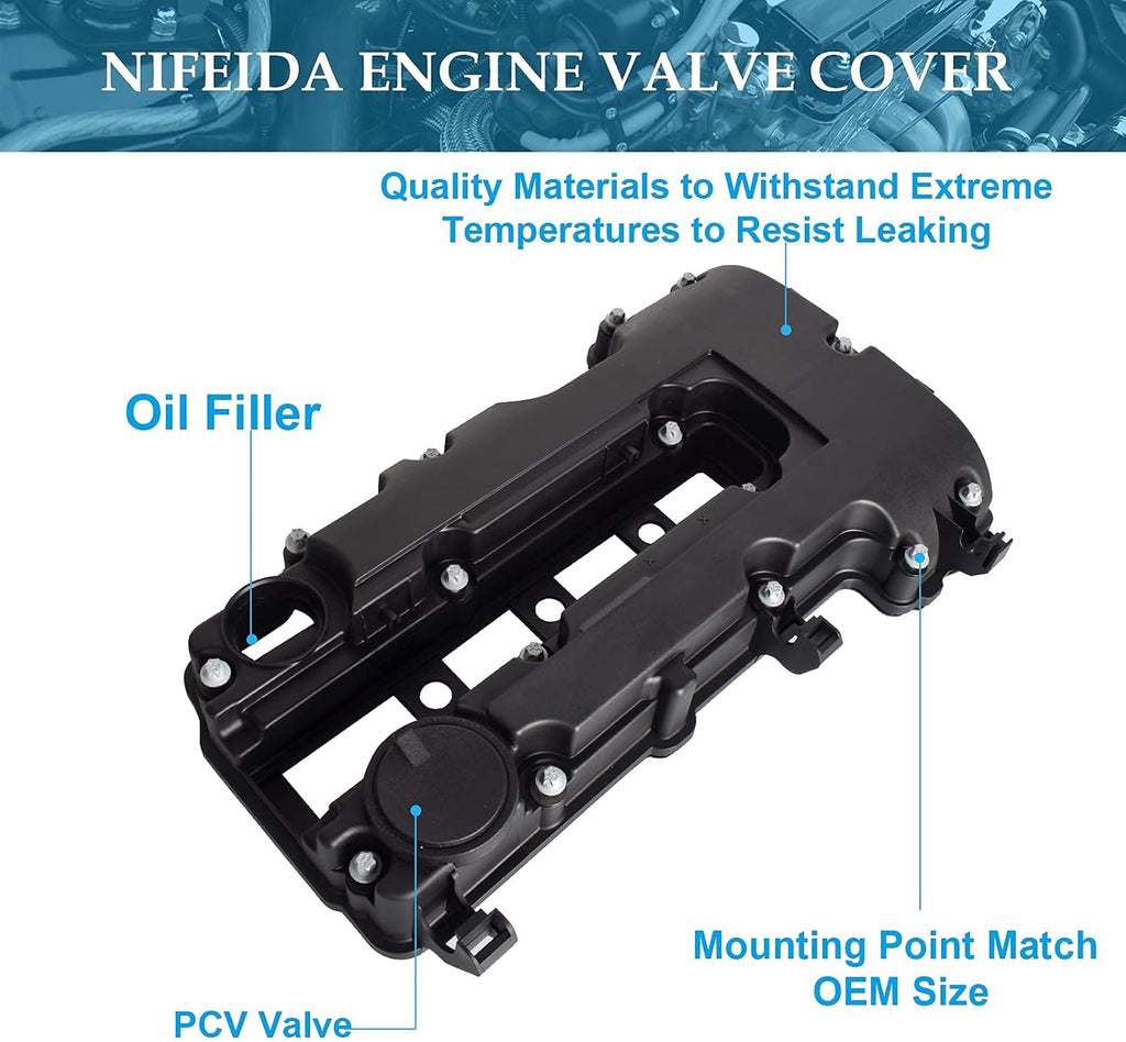 Engine Camshaft Valve Cover with Gasket Bolts Oil Filler Cap 1.4L Pack of 2 K810