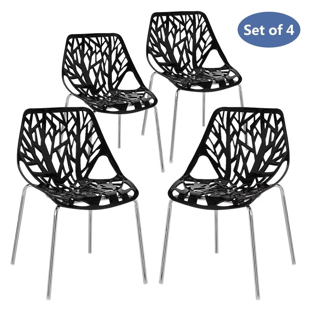 Black Stackable Dining Chairs Set of 4 H5014