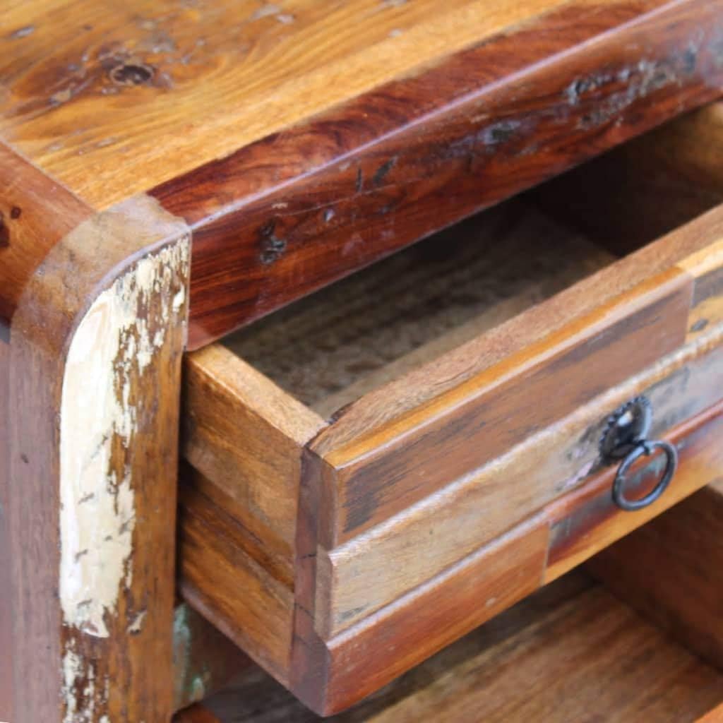 Solid Reclaimed Wood Bedside Cabinet 2 Drawer Nightstand M825102