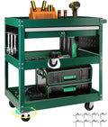Rolling Tool Cart with Drawer, 3 Tray, 6 Side Hooks B46092