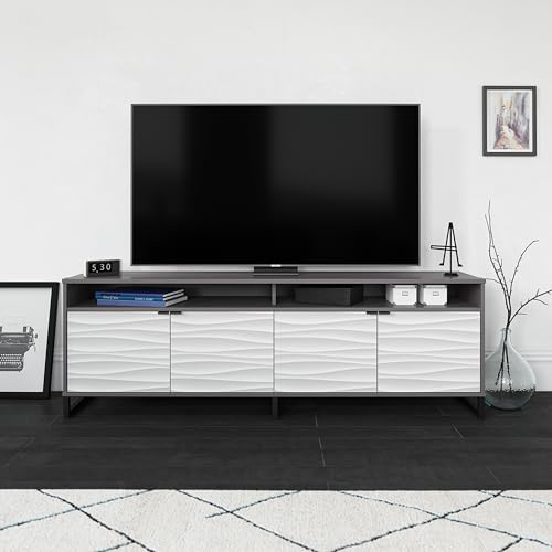 1 Door 3 Drawer Accent Cabinet, Faux Wave/Graphite P5943
