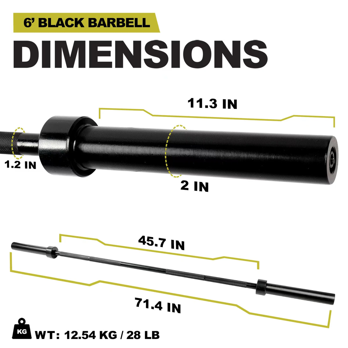 2-Inch Olympic Barbell Weight Bar 7ft 700-Pound Capacity J99513