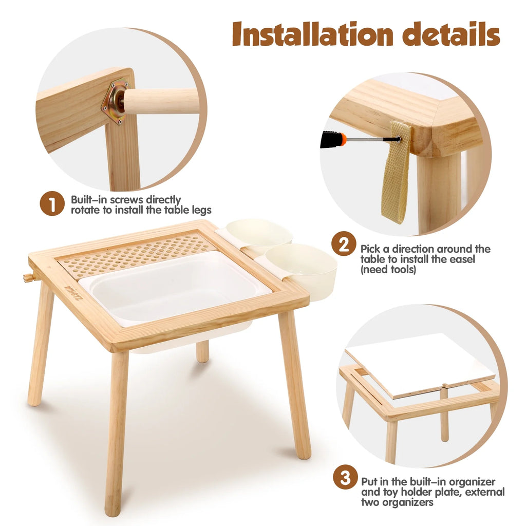 Sensory Table with Lid & 3 Storage Bin T89466
