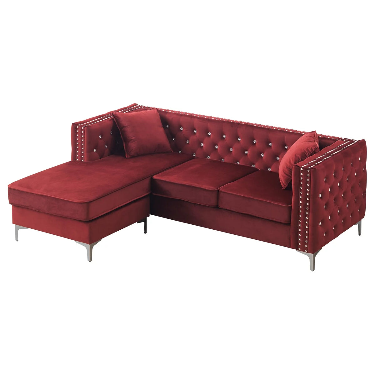 Burgundy Sofa Chaise H357