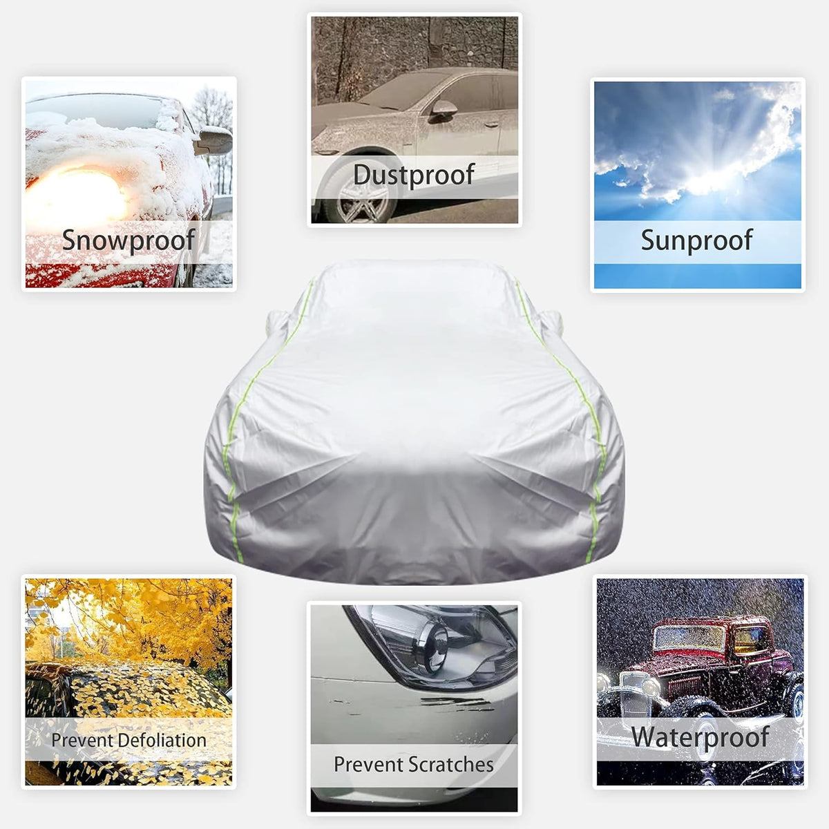 Waterproof All Weather Car Cover with Zipper A2833