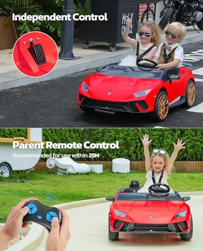 2 Seater Ride on Toy Car, 12V 10Ah, 4.0 mph, Max 130lbs, Rose Pink B2538