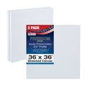 36 x 36 inch Stretched Canvas 12-Ounce Primed 3-Pack White D56000