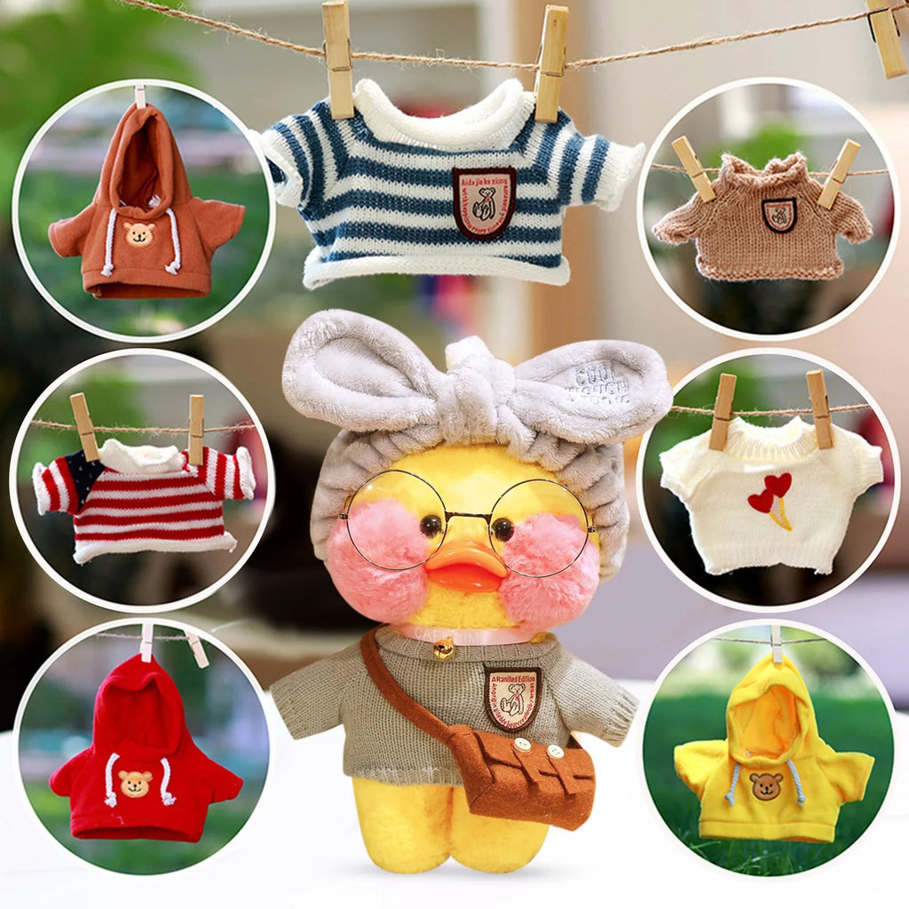 Lemon Yellow Cotton Skirt Overalls for 30cm Duck Plush Doll W176