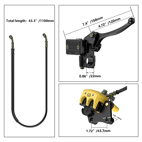 Disc Brake Master Cylinder Caliper with Brake Pad Assembly for 50cc 70cc 90cc 110cc 125cc Dirt Bike A3479