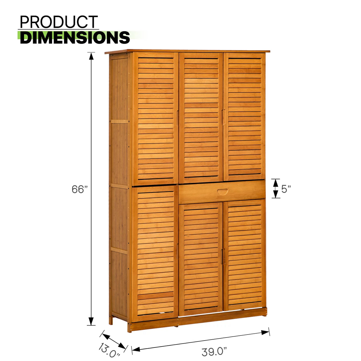 Bamboo 10 Tiers 1 Drawer Shoes Cabinet with Shutter Doors B1182