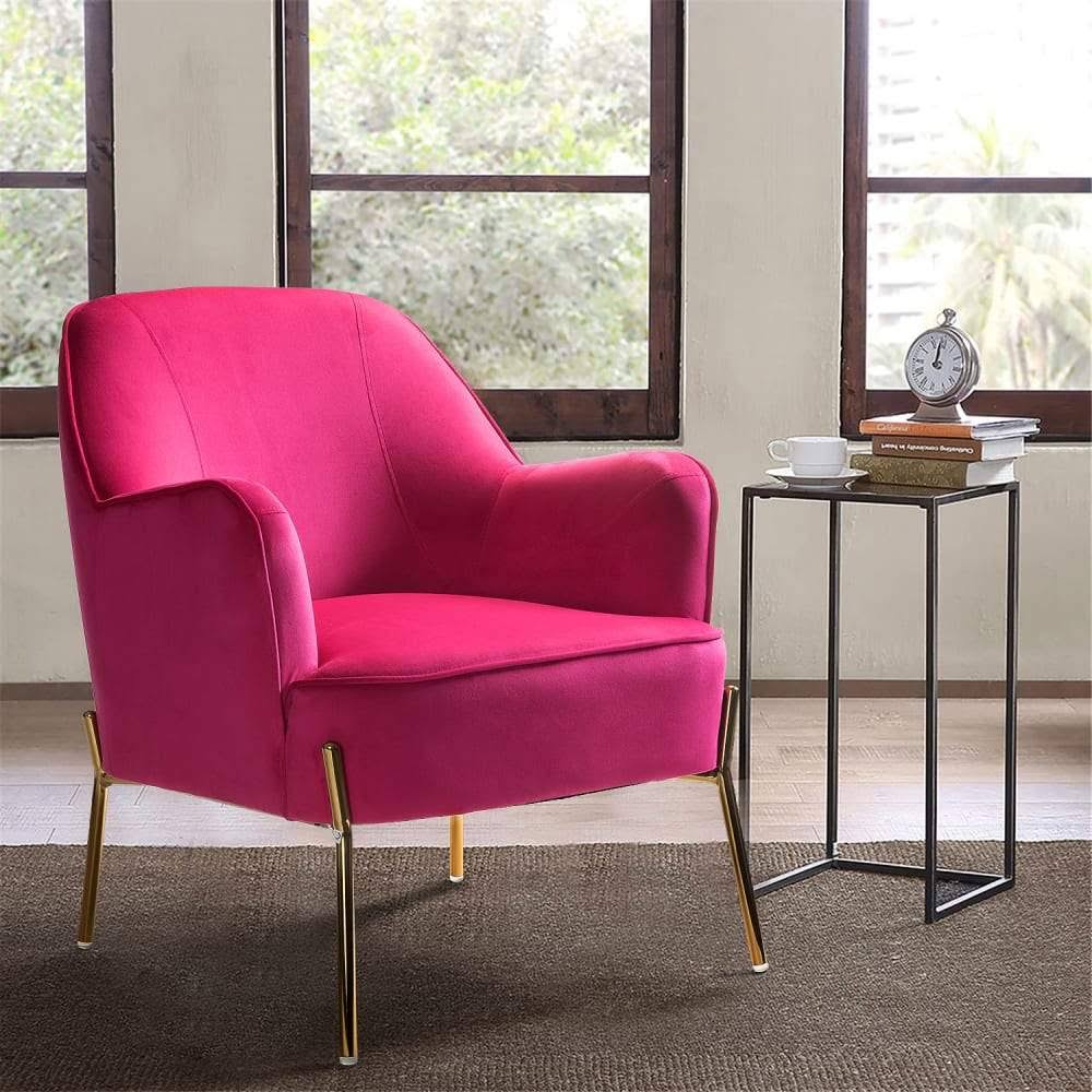 Orange Gold Legs Accent Chair Y7259