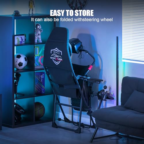 Black Foldable Adjustable Sim Racing Cockpit V43249