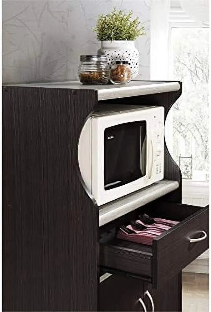 Chocolate Gray Microwave Kitchen Cart Y19534