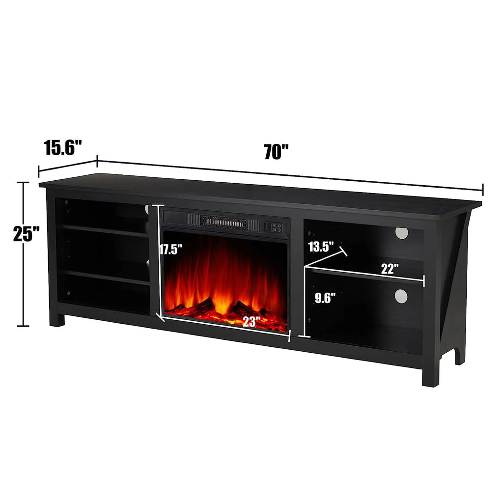Black Wood Texture Fireplace TV Stand K794