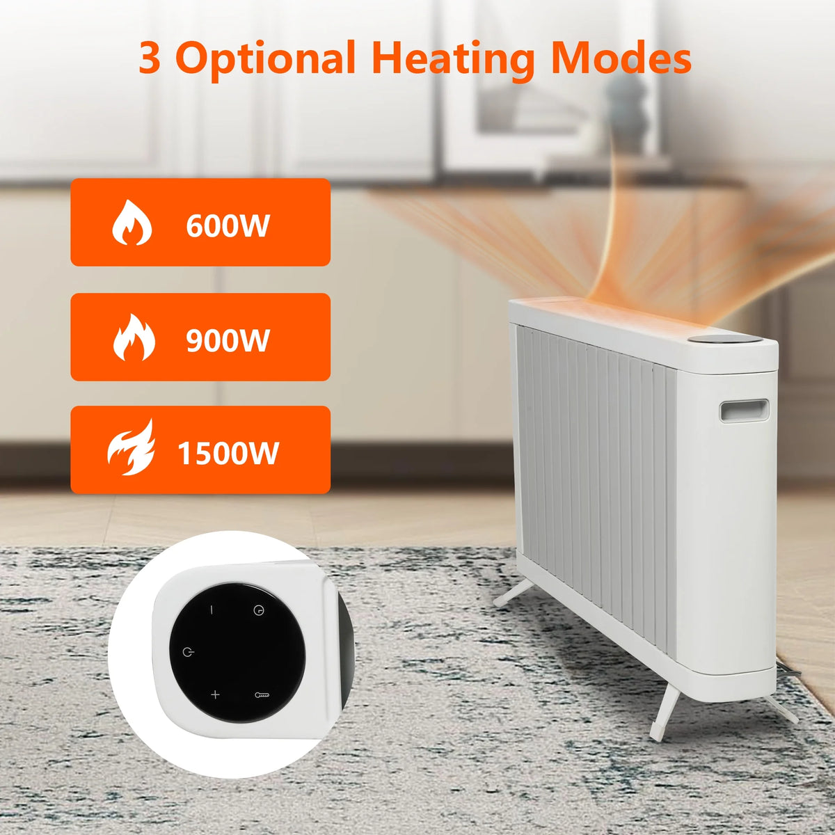 1500W Smart Radiator Space Heater with 3 Heating Modes, Adjustable Thermostat, 0-12h Timer Z21172