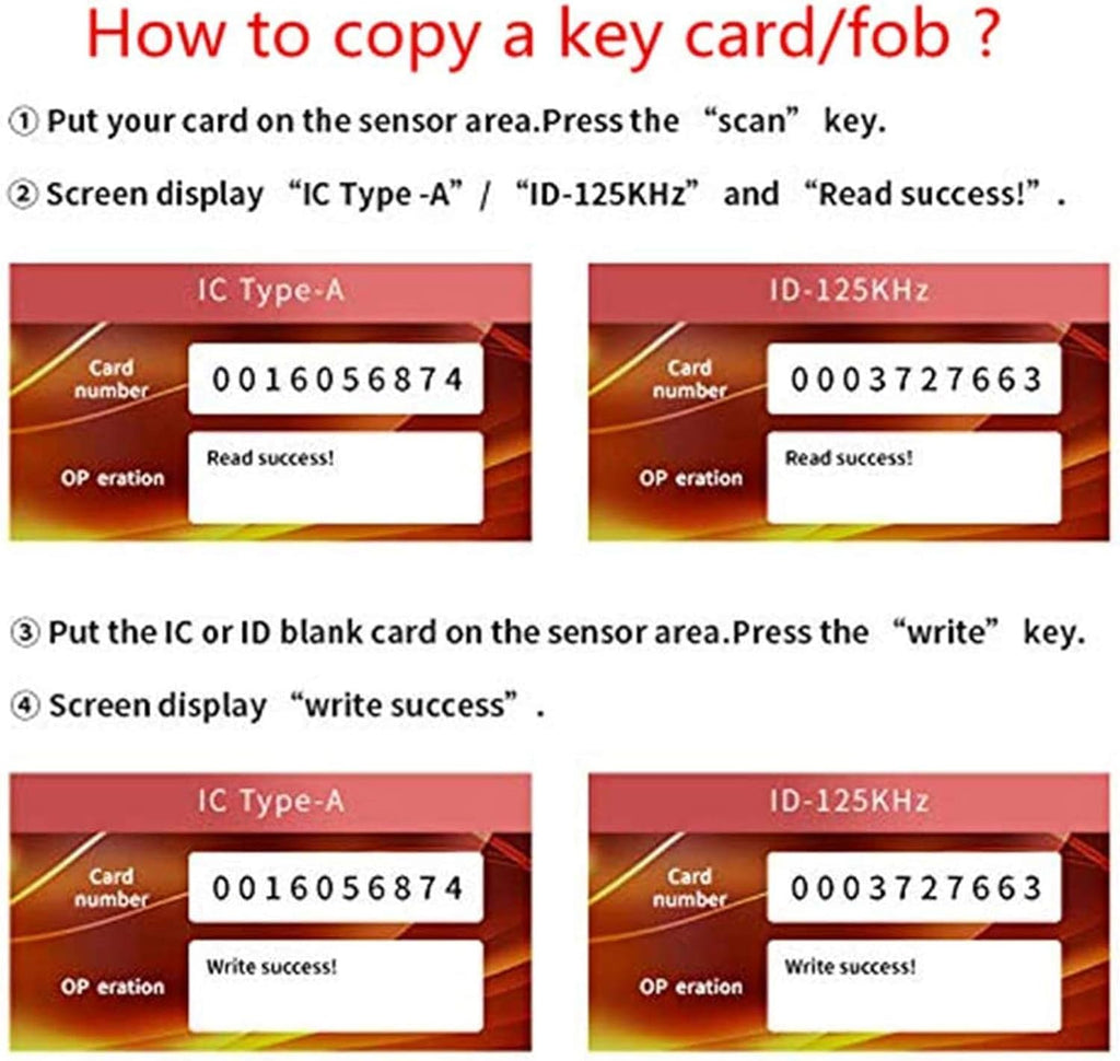 NFC RFID Card Reader Writer Duplicator with 10 ID Cards, 10 Keyfobs and 10 IC Keys K641702