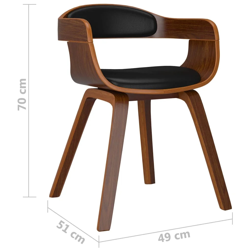 Black 2 pcs Bentwood Faux Leather Dining Chair F67849
