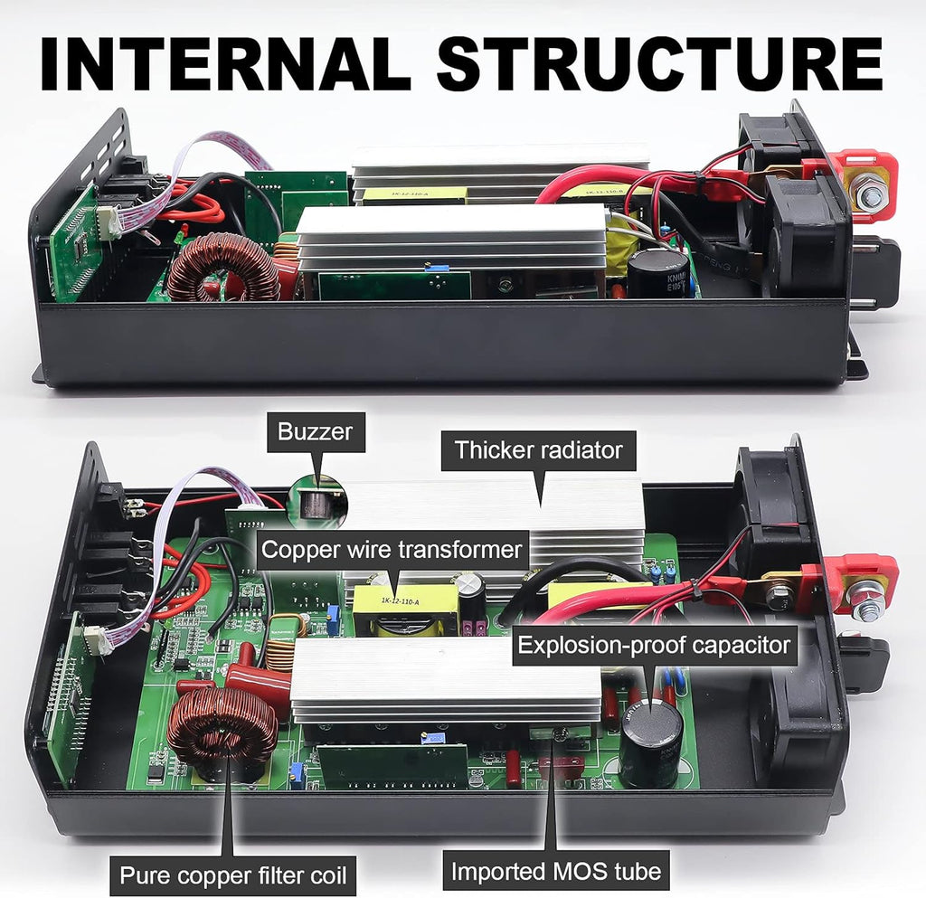1500W Peak 3000W DC 12V to AC 110V 120V Power Inverter with 2 AC Outlets LCD Display E951645