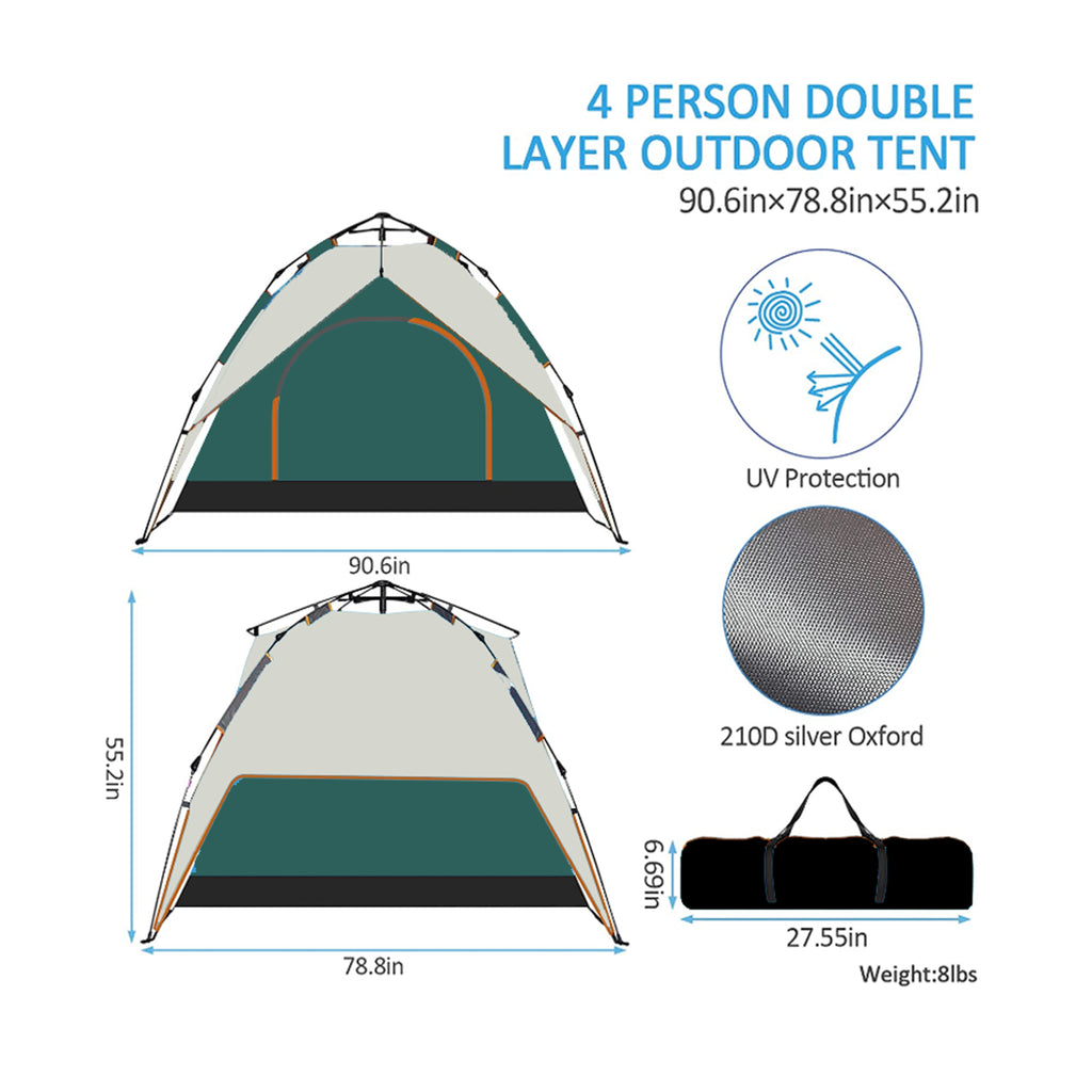 Camping Dome Tent for 2 3 4 5 People Waterproof Portable Q50327