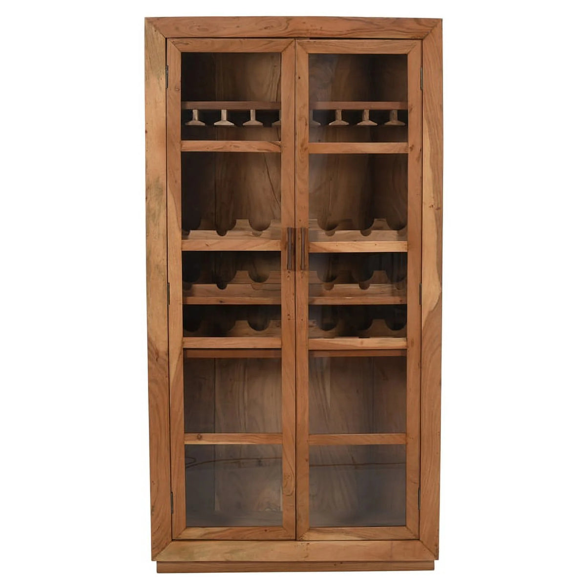 Tall Natural Finish Mango Solid Wood Wine Cabinet C121