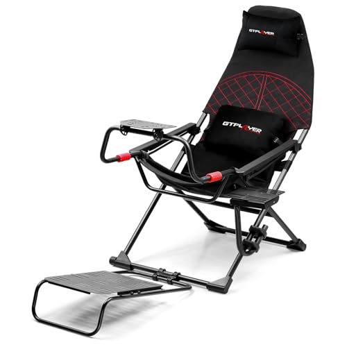 Black Foldable Adjustable Sim Racing Cockpit V43249