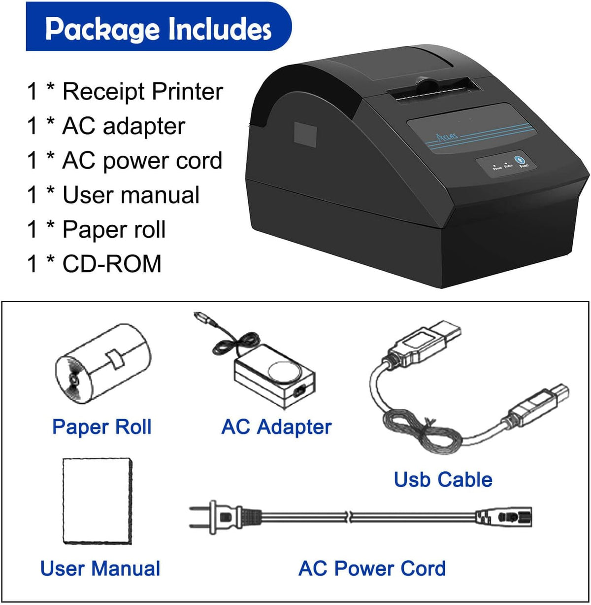 3'1/8 Direct Thermal Receipt Printer 80mm USB POS Printer M80199