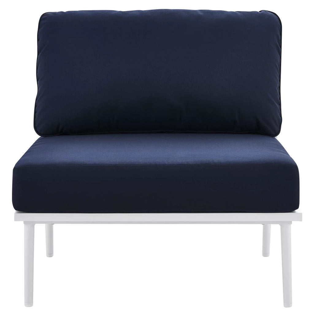 Navy White Aluminum Fabric Lounge Chair L787390