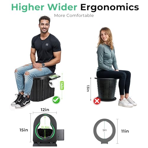 14'' Portable Camping Toilet with Lid and Paper Holder N565
