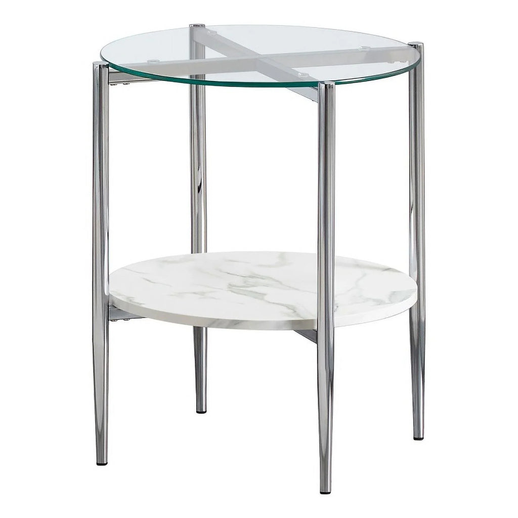 Round Glass Top End Table F81558