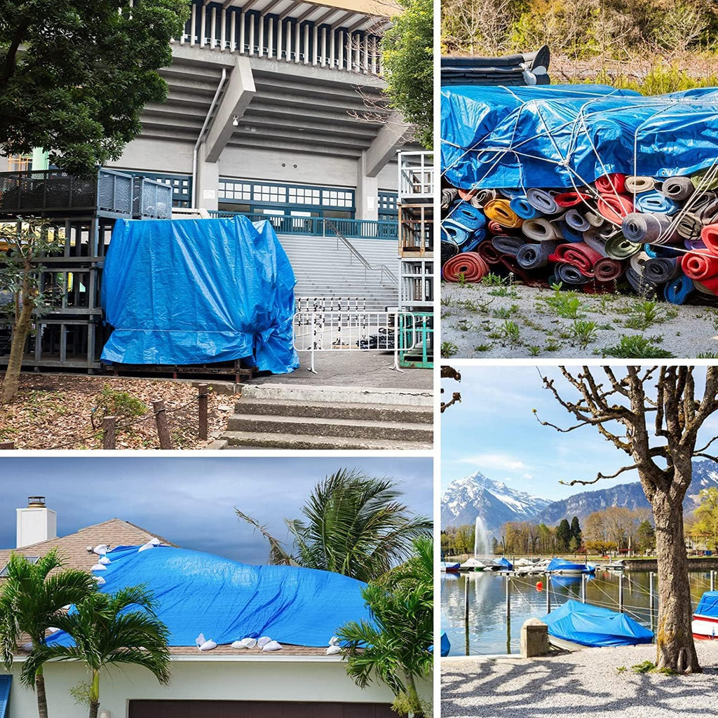 Blue Heavy Duty Waterproof 25x25 Tarpaulin with Metal Grommets V6356