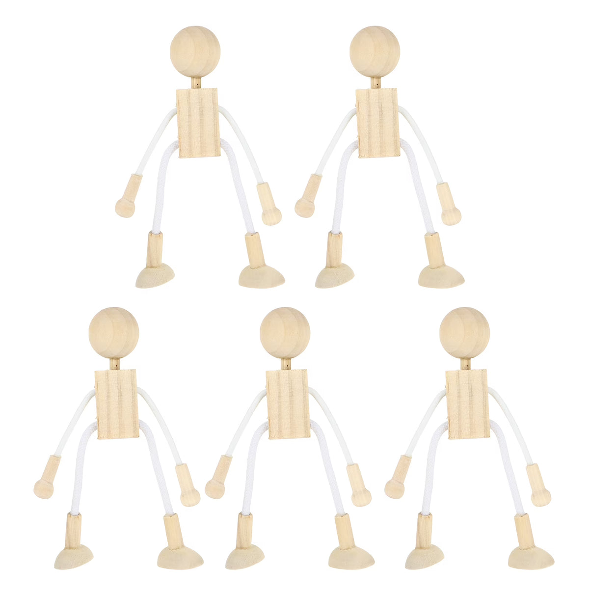 5pcs Unfinished Wooden Dolls for Arts and Crafts O811106