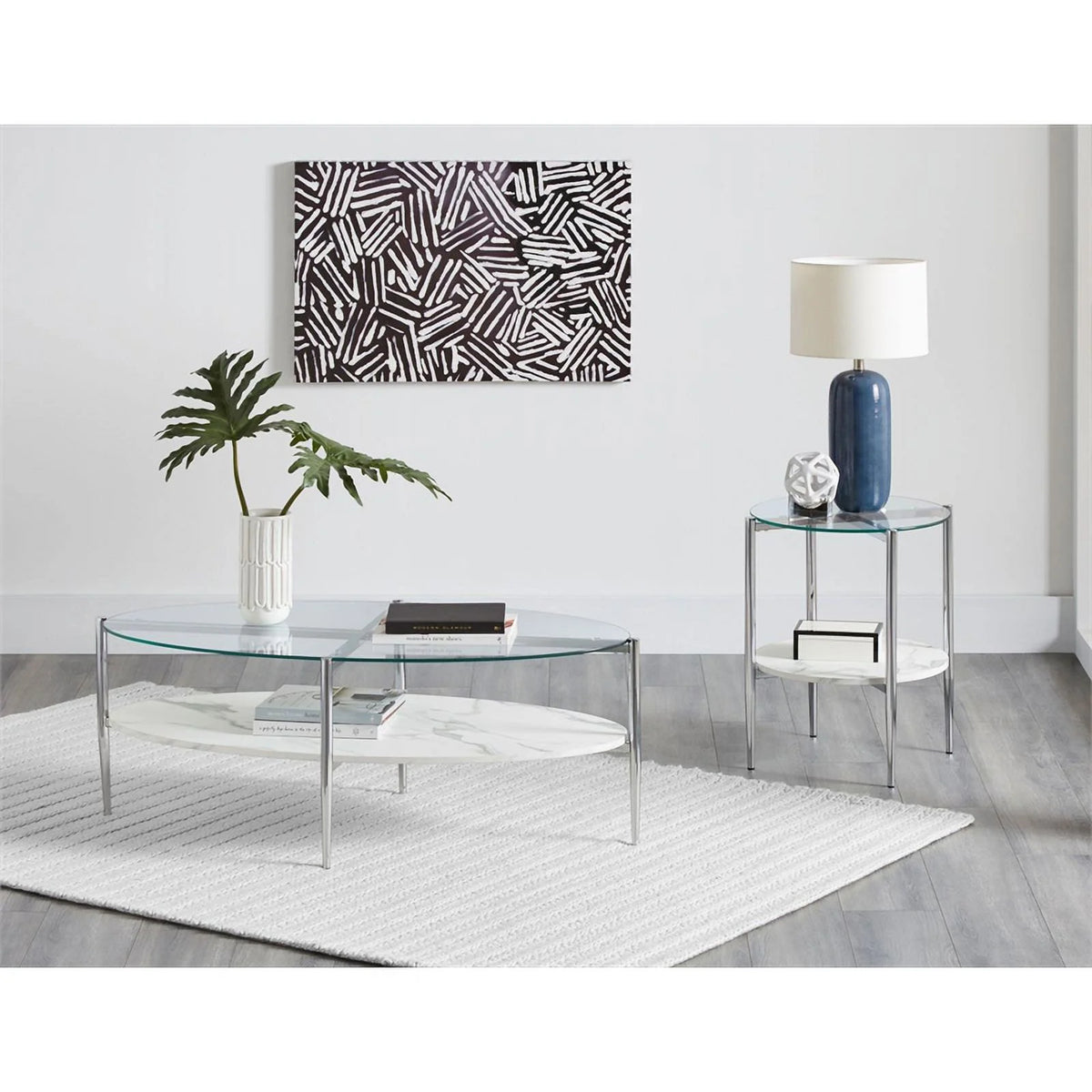 Round Glass Top End Table F81558