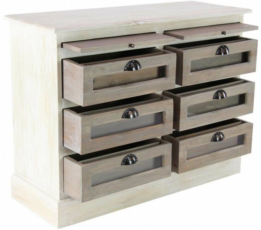 White 6 Drawer Mahogany Wood and Glass Chest Cabinet I9600