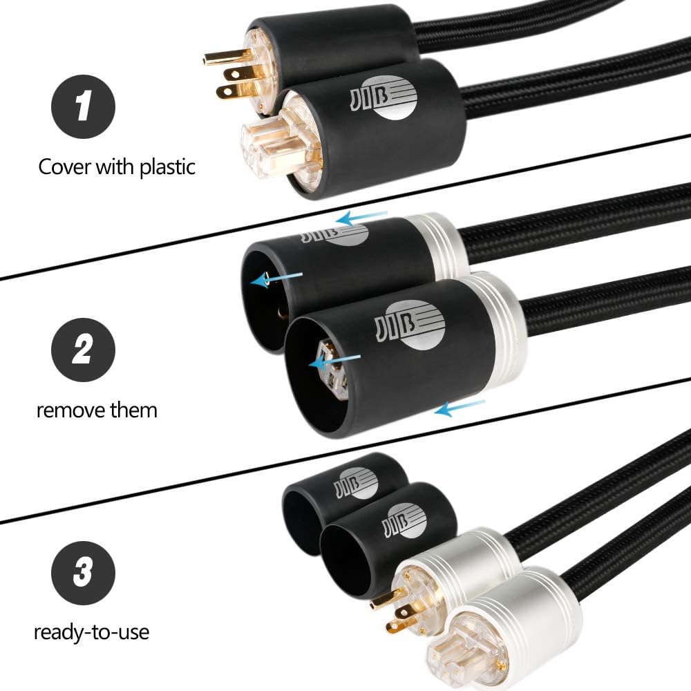 4N OFC HiFi Power Cord, Male to Female Power Cable, US Plug, 5ft X23019