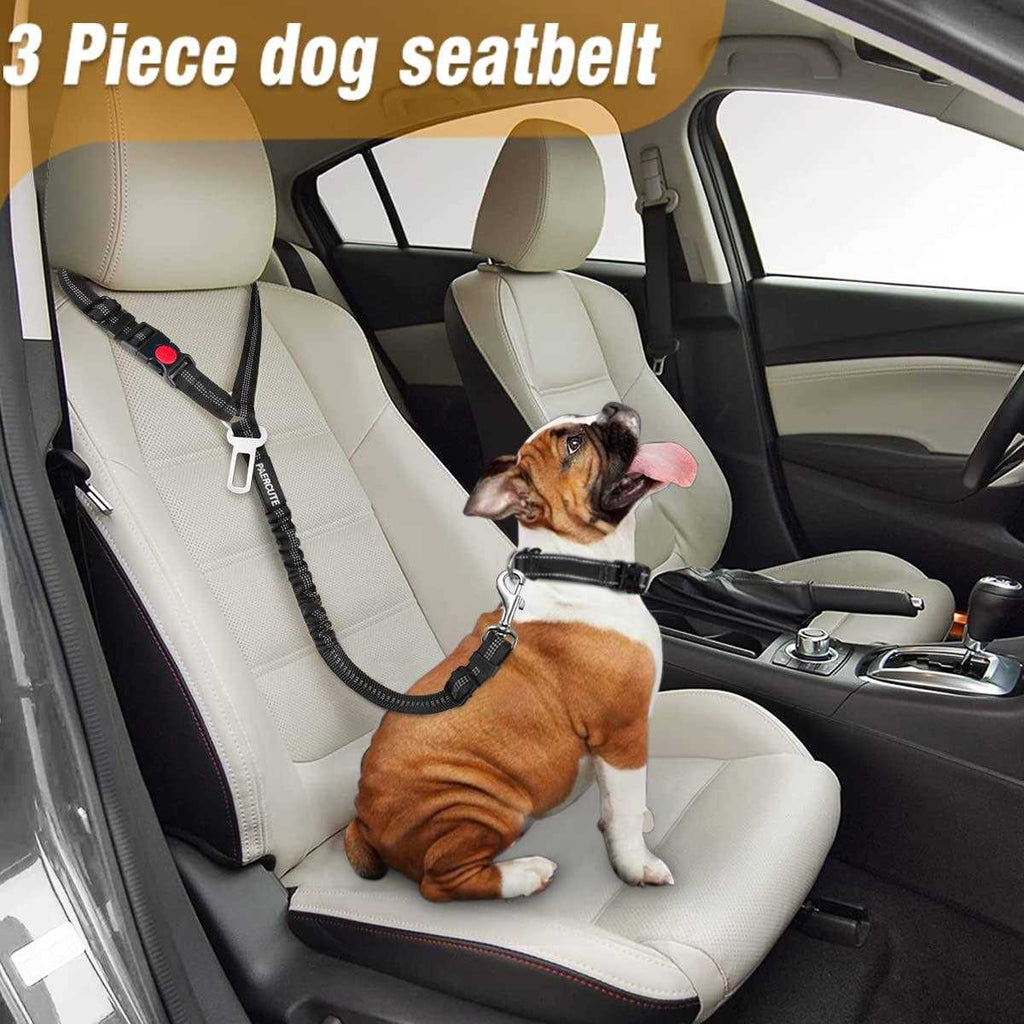 3 Piece Set Dog Car Seat Belt Headrest Restraint Adjustable with Elastic Bungee Buffer D739432