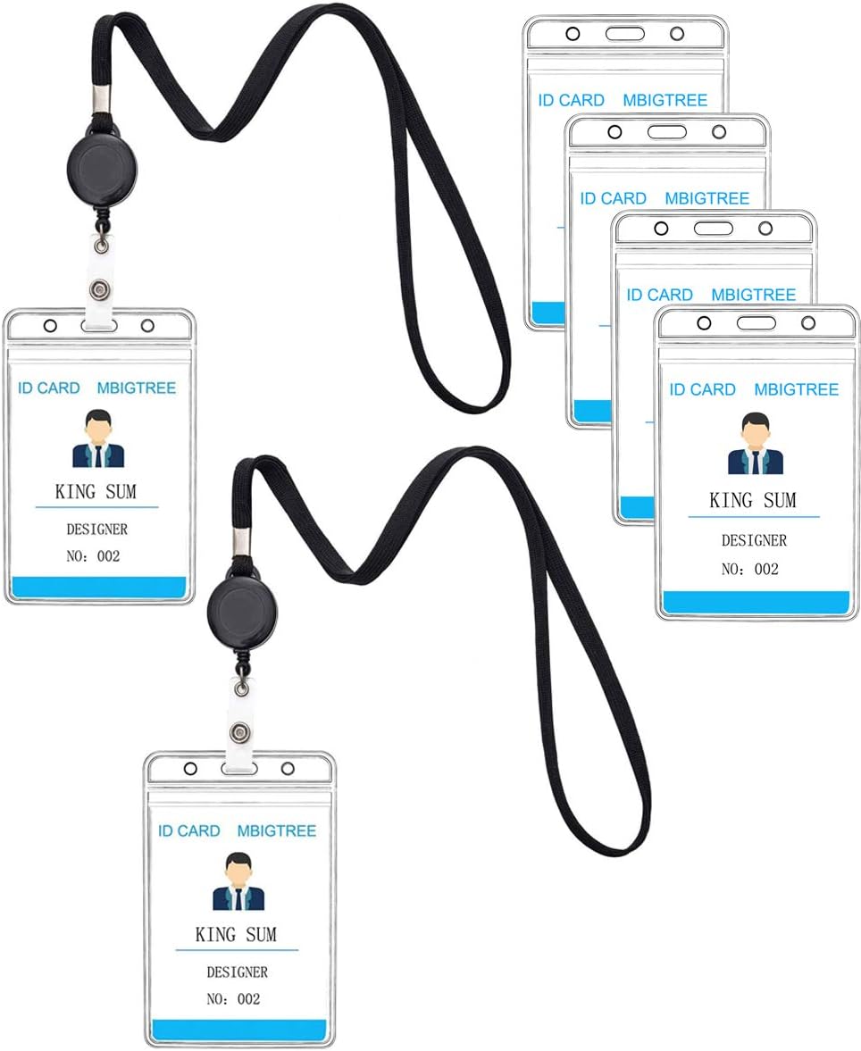 6 Pcs Clear Plastic Vertical ID Badge Holders R438