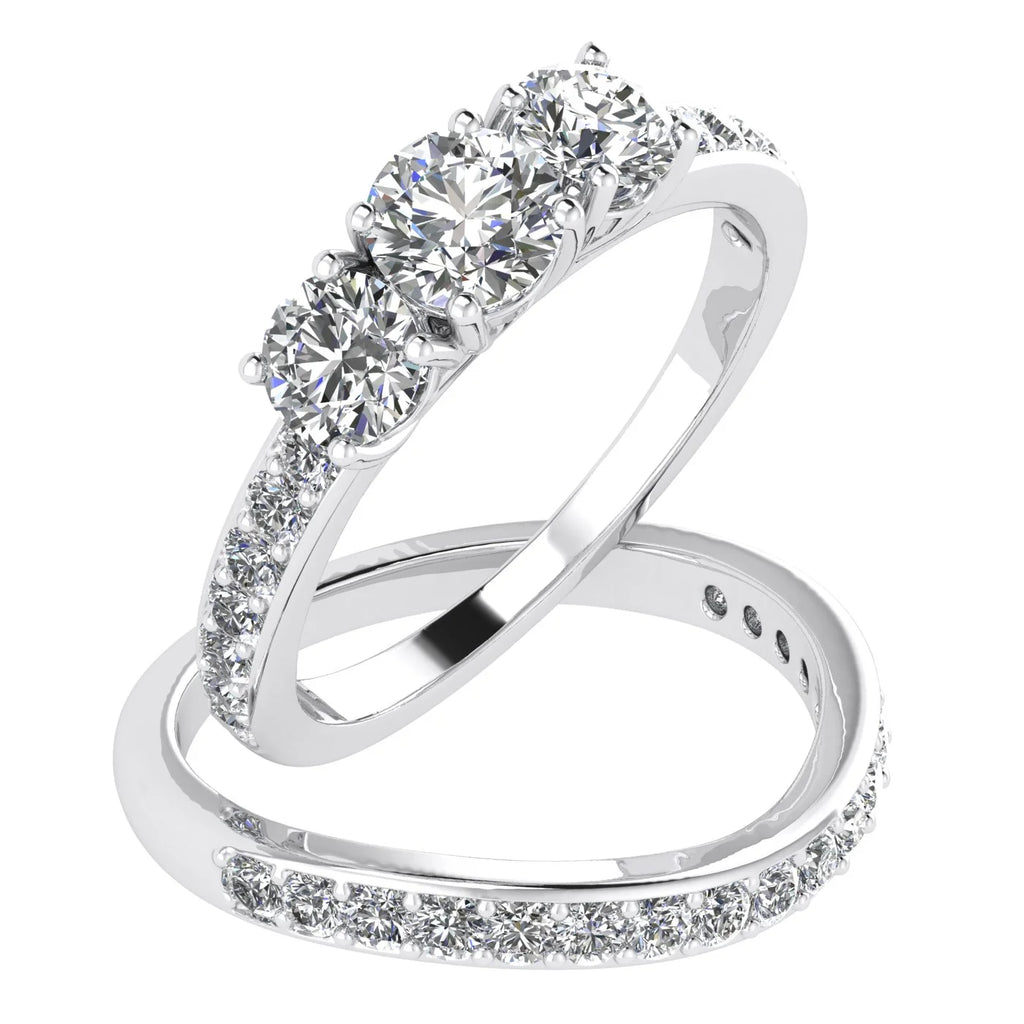 10k White Gold Diamond Three Stone Bridal Set P4385