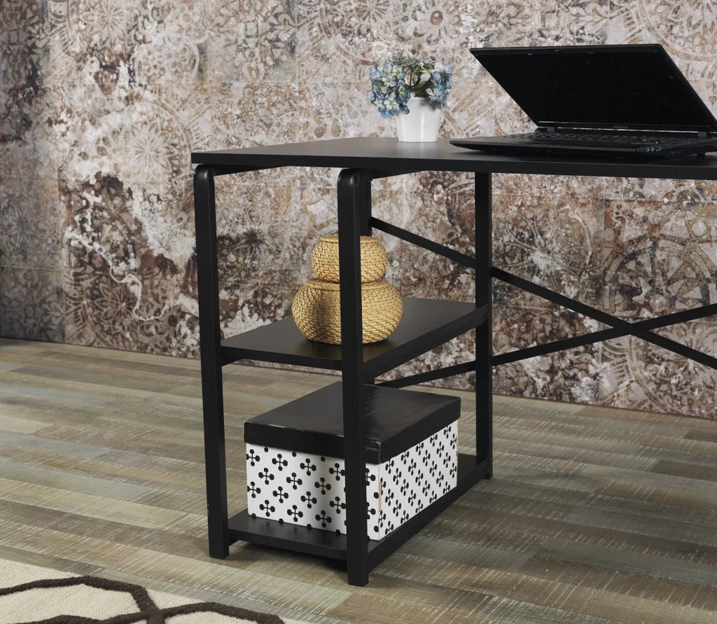 Black 2 Shelves Writing and Computer Desk Q643406