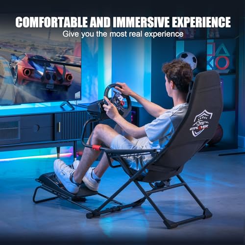 Black Foldable Adjustable Sim Racing Cockpit V43249